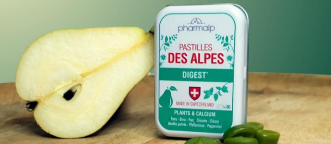 les pastilles des Alpes Digest, conçues pour favoriser une digestion légère et apaiser les inconforts gastro-intestinaux.
